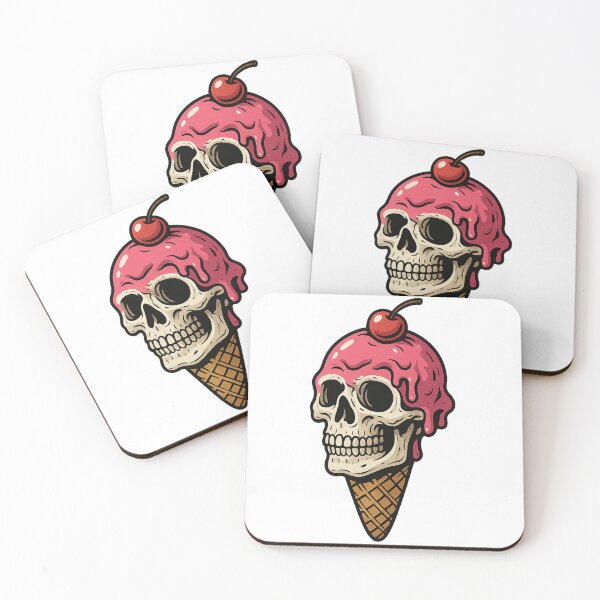 Item preview, Skull Ice Cream Cone with Cherry – Dark Aesthetic Horror Dessert Art designed and sold by omerckaca.