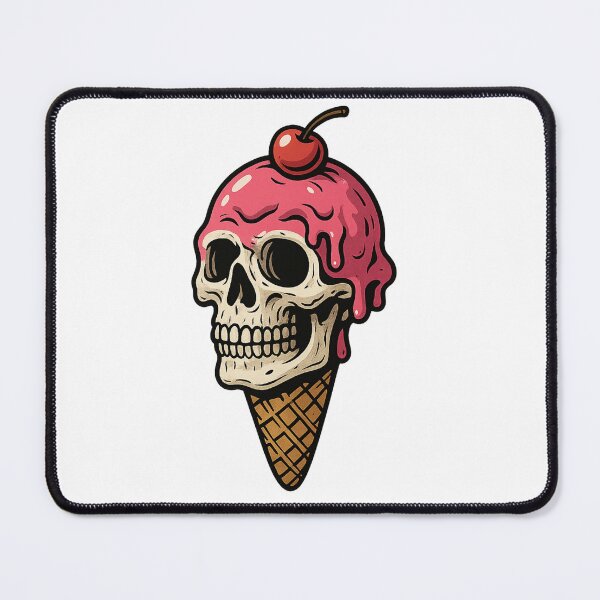 Item preview, Skull Ice Cream Cone with Cherry – Dark Aesthetic Horror Dessert Art designed and sold by omerckaca.