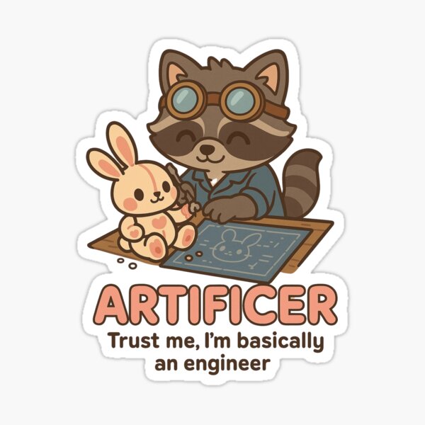 Item preview, Artificer Raccoon – Trust Me, I’m Basically an Engineer designed and sold by OsoKawaii.