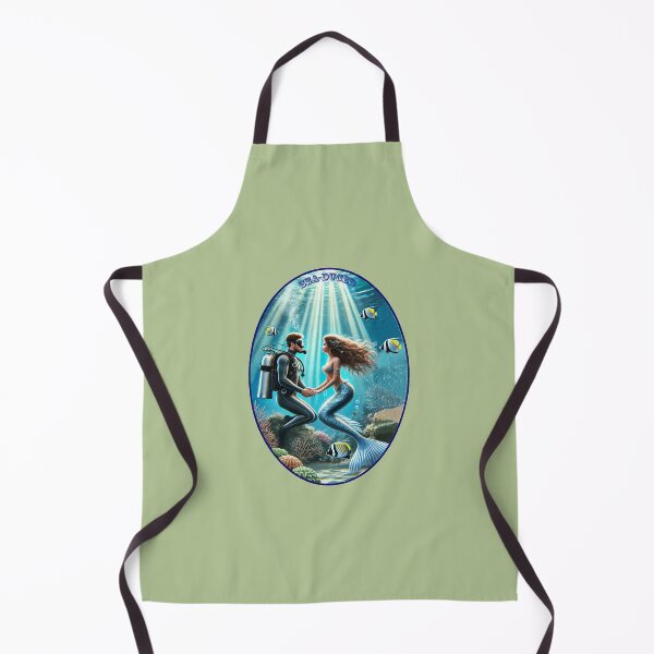 Item preview, Vintage SCUBA Diving Diver Holding Hands with a Mermaid URM designed and sold by urmaddad.