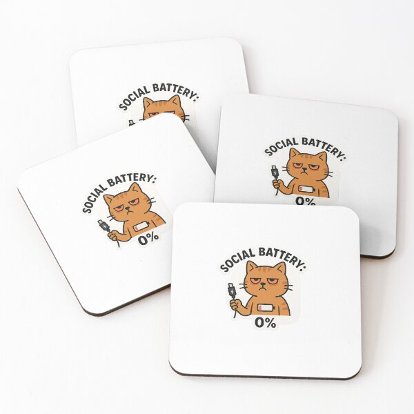 Item preview, Social Battery: 0% – Cat Edition designed and sold by IdleHype.