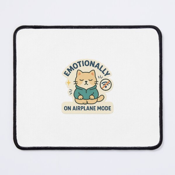 Item preview, Emotionally on Airplane Mode – Meditative Cat Sticker designed and sold by IdleHype.