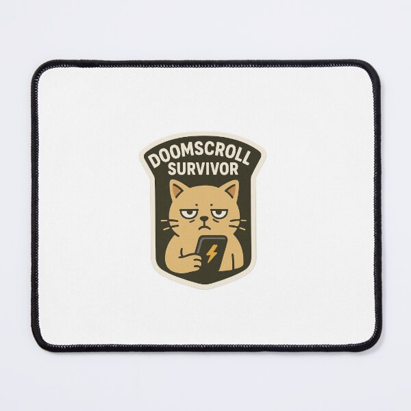Item preview, Doomscroll Survivor Sticker – Tired Cat with Phone designed and sold by IdleHype.