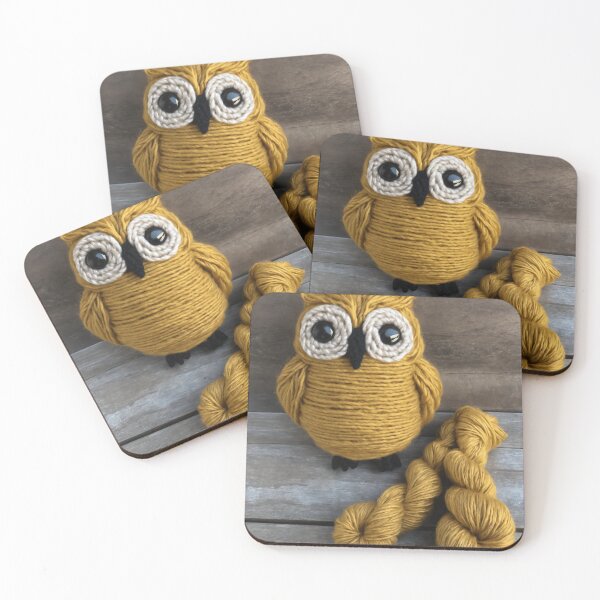 Item preview, Crocheted Owl with Yarn on Wood Background designed and sold by Anastaciaknits.
