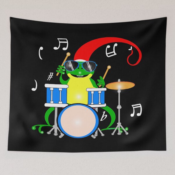 Item preview, Happy Christmas frog playing drums  designed and sold by Shirley cute art .