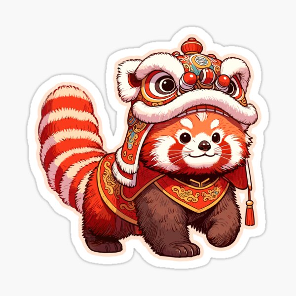 Item preview, Lion Dance, Red Panda Lion Dancer CNY 2025 designed and sold by LeChocoholic.