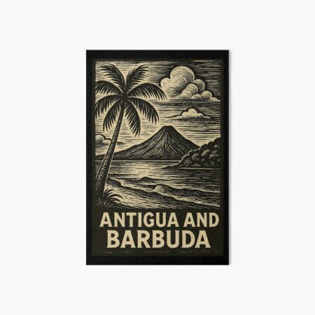 Vista previa del artículo con la obra «Estilo linograbado de Antigua y Barbuda», diseñado y vendido por Thistle-TShop.