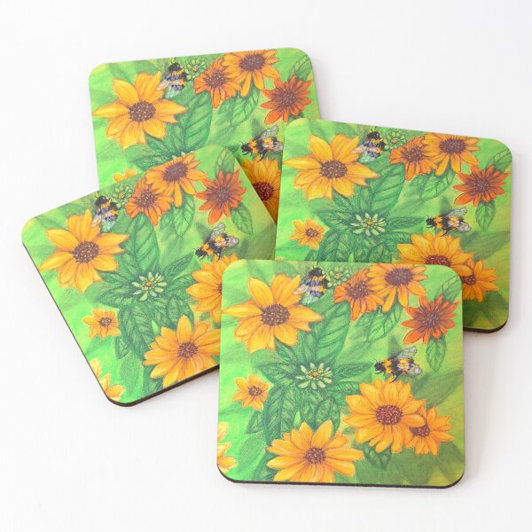 Item preview, Rudebeckias with Bees designed and sold by PaniaBrown.