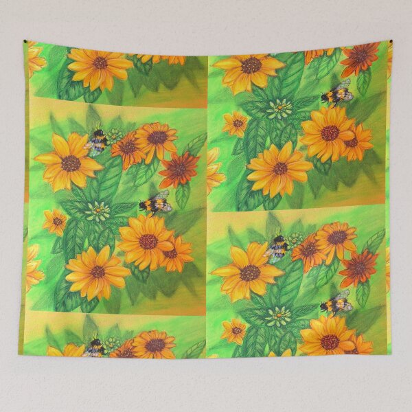 Item preview, Rudebeckias with Bees designed and sold by PaniaBrown.