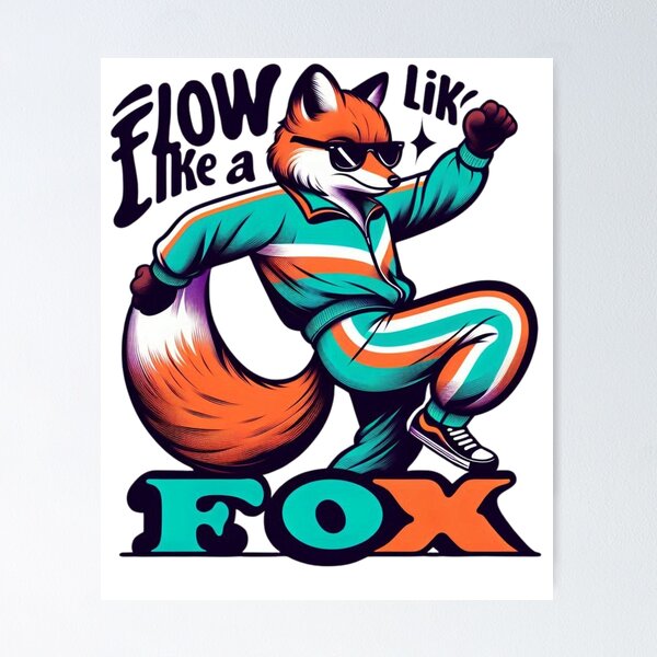 Item preview, Flow Like a Fox – Retro Style Dancing Fox Art designed and sold by JenniferCreaArte .