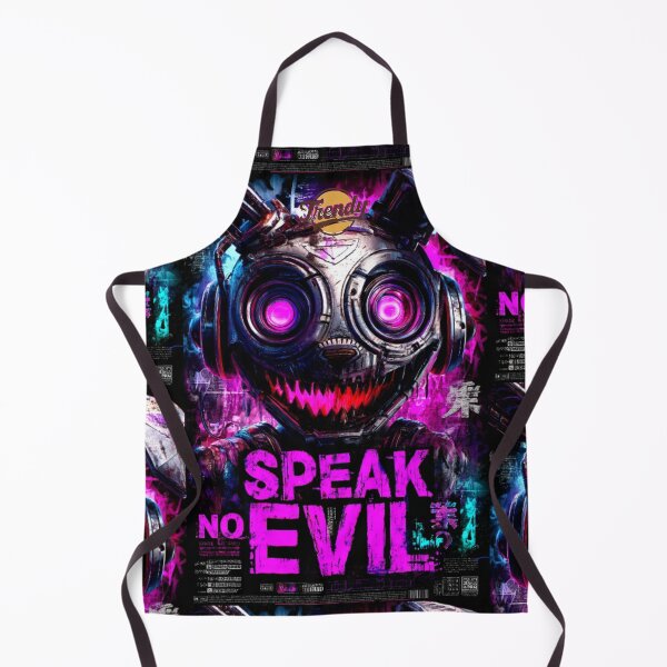 Artikelvorschau, SPRECHEN SIE NICHTS BÖSES – Neon Cyberpunk Roboter-Hasen-Design | Edgy Streetwear Grafik entworfen und verkauft von Asif's PixelPlay.