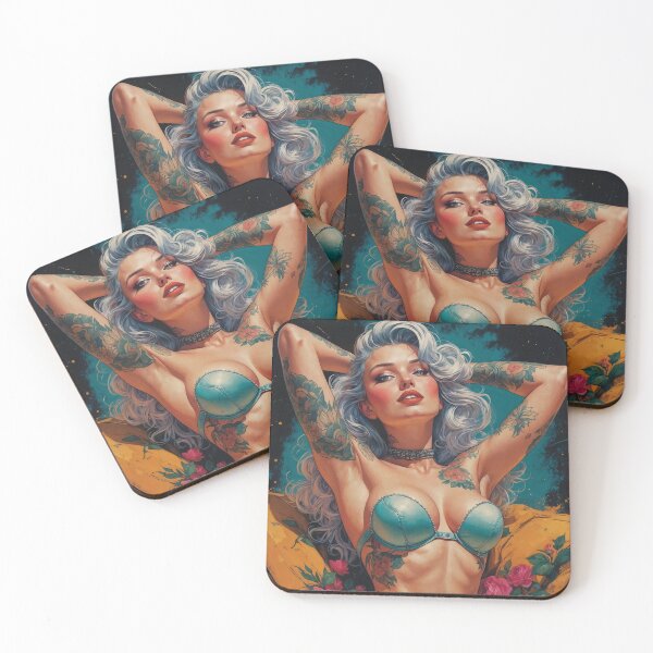 Item preview, Silver Haired Pin-Up Floral Tattoo Leather Outfit  designed and sold by elissiart.