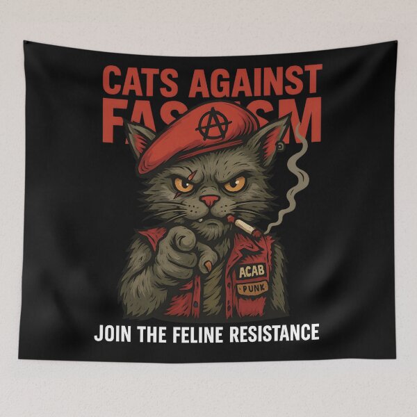 Item preview, Black Punk Cat - Anti-Fascist Anarchist Art | “Cats Against Fascism” Rebel designed and sold by WAUZ.