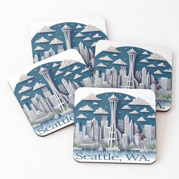 Item preview, A PAPER QUILL VERSION OF SEATTLE designed and sold by Foxlindesigns.