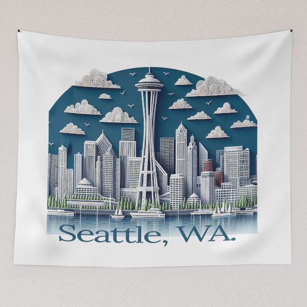 Item preview, A PAPER QUILL VERSION OF SEATTLE designed and sold by Foxlindesigns.