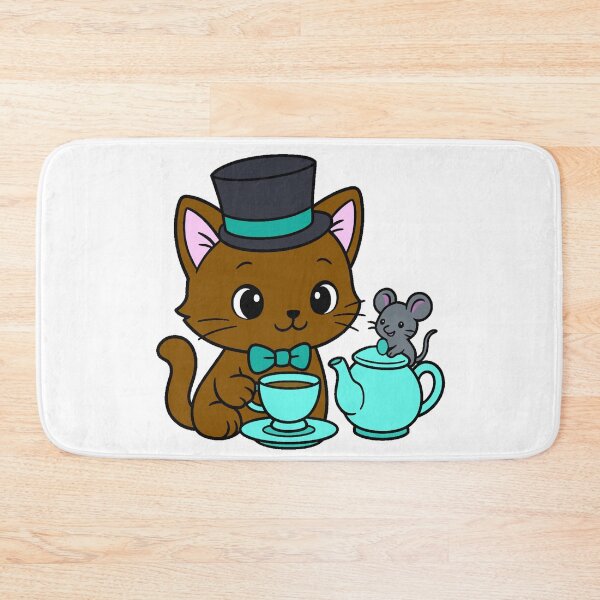 Item preview, Kitty Tea Party - Brown - Teal designed and sold by AngelMiette.