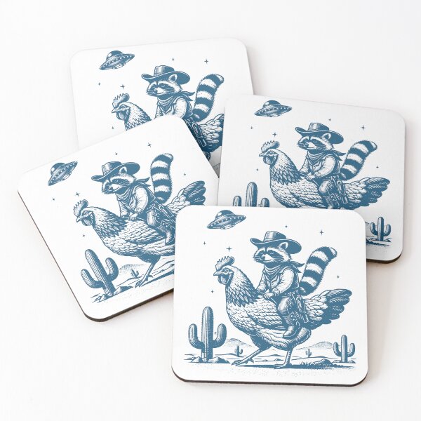 Item preview, Funny Western Cowboy Raccoon Riding Rooster UFO. UFO Raccoon Lover designed and sold by ahmed2751989.