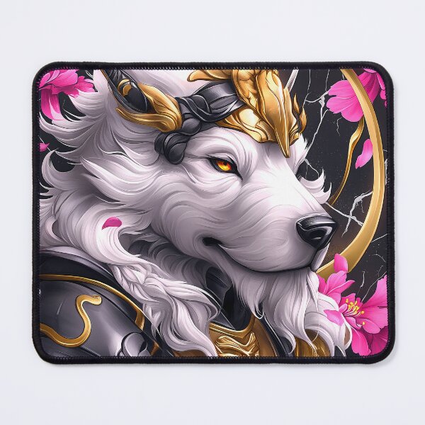 Item preview, Animal Stained Royal Wolf Guardian Draped Gold with Blossoms Honor designed and sold by mildaclairmo.