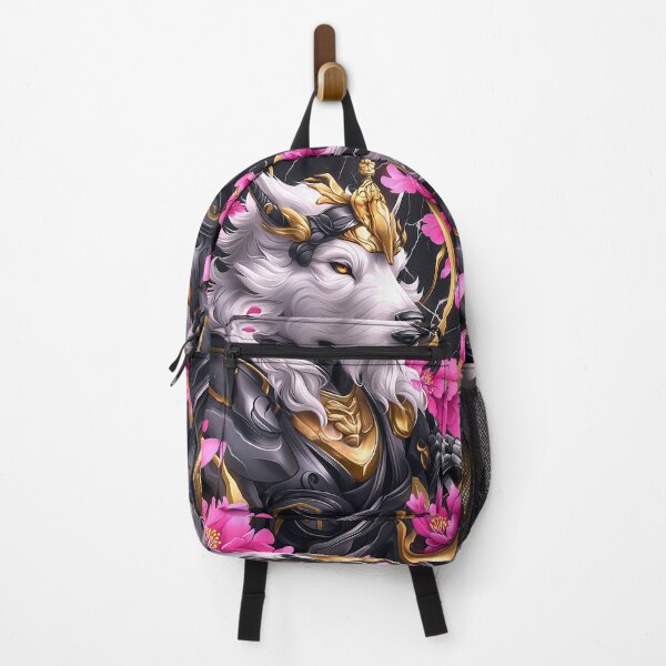 Item preview, Animal Stained Royal Wolf Guardian Draped Gold with Blossoms Honor designed and sold by mildaclairmo.