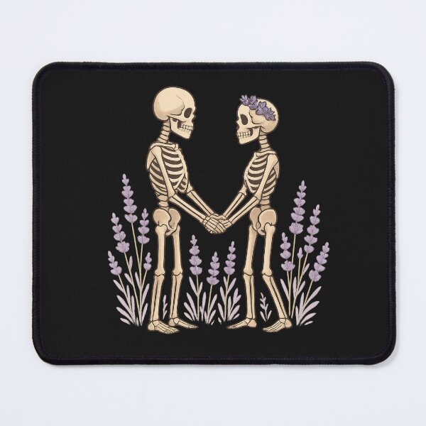 Item preview, Valentine Skull Couple in a Lavender Field – Romantic Skeleton Art designed and sold by ColorSplash123.