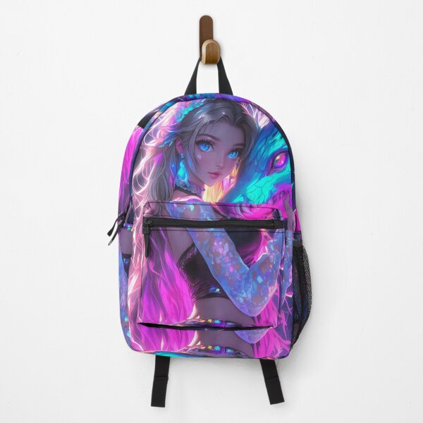 Item preview, Anime Celestial Girl Glowing Beside Neon Dragon in Dreamlike Realm designed and sold by juniorcastros.