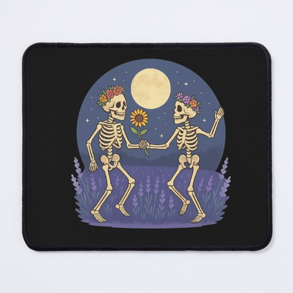 Item preview, Skeleton Lovers Dancing Under the Moonlight – Floral Crown Romance Art designed and sold by ColorSplash123.
