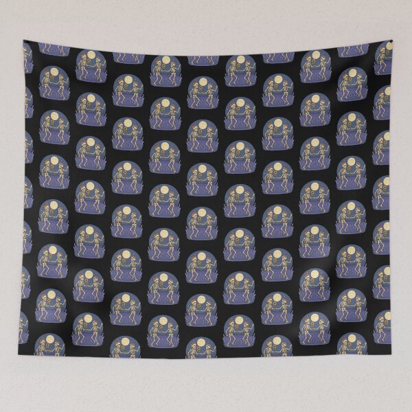 Item preview, Skeleton Lovers Dancing Under the Moonlight – Floral Crown Romance Art designed and sold by ColorSplash123.
