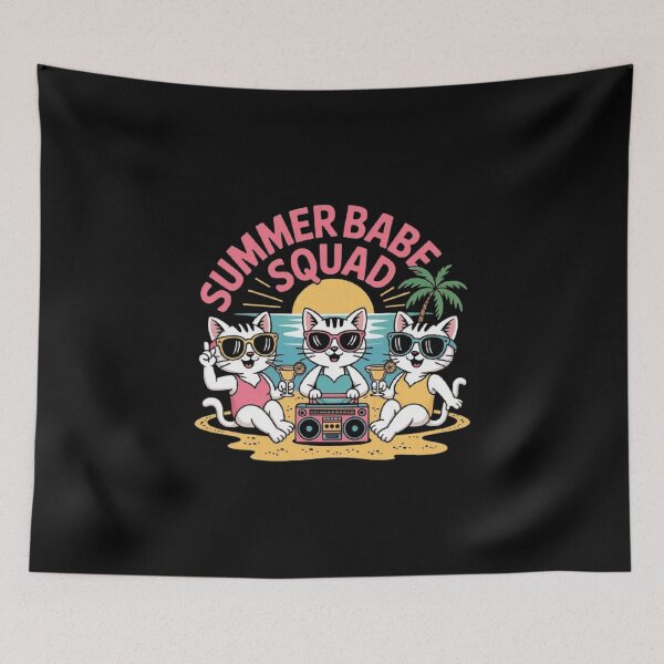 Item preview, Cute Summer Cat Squad Design - Beach Vibes and Retro Fun designed and sold by love3617.