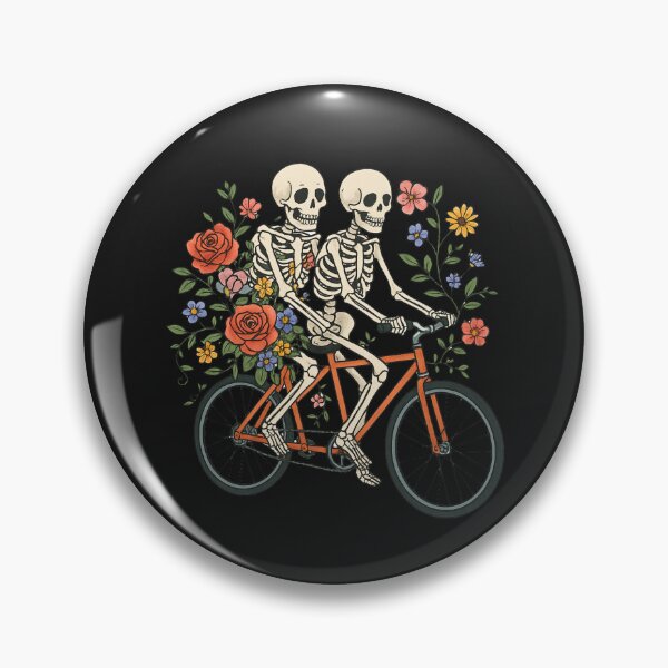 Item preview, "Skeleton Couple on Bicycle with Floral Vines – Romantic Gothic Minimalist Art" designed and sold by ColorSplash123.
