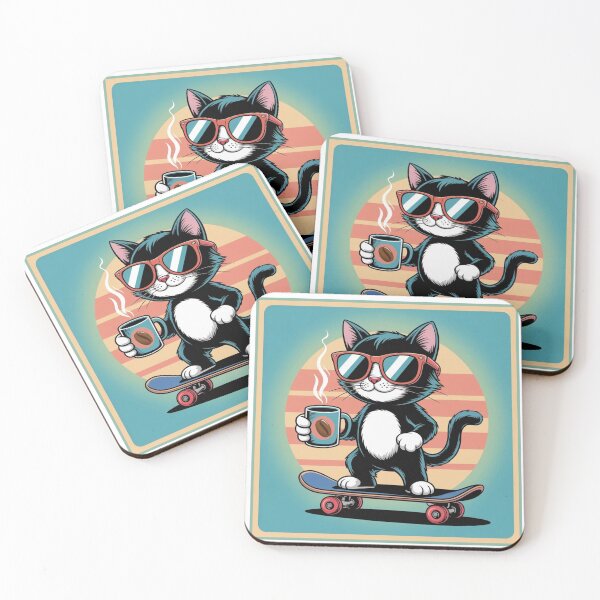 Item preview, Cool Skateboarding Cat with Coffee designed and sold by RWCarpenter.