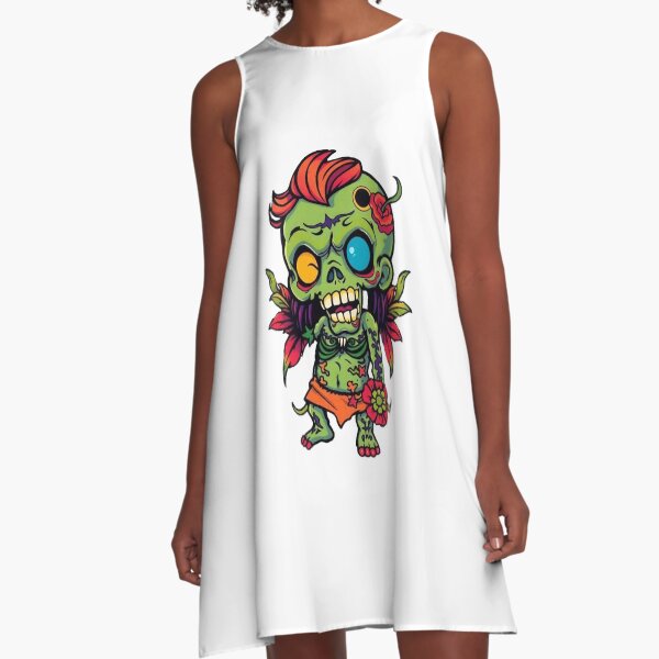 Item preview, Colorful Zombie Cartoon - Funky Undead with Flowers Art designed and sold by Greemo03.