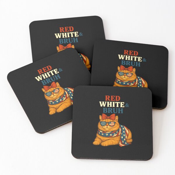 Item preview, Red White Bruh Funny Cat Forth Of July 4th American Flag Men designed and sold by diyoor.