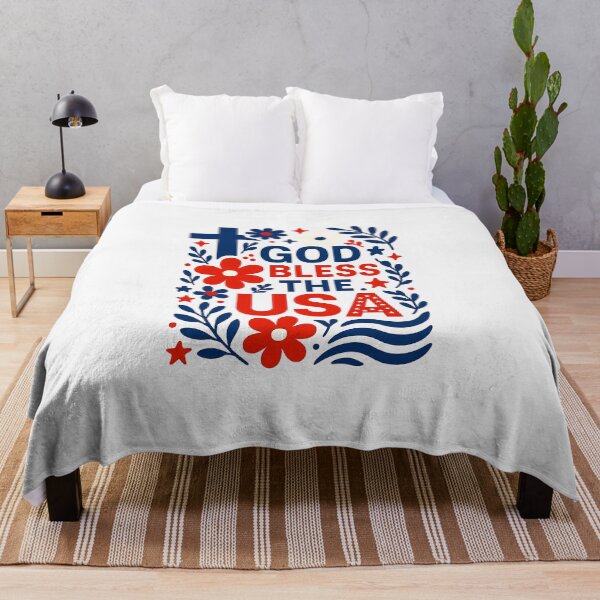 Item preview, Retro Boho Floral God Bless The USA Christian 4th Of July designed and sold by diyoor.