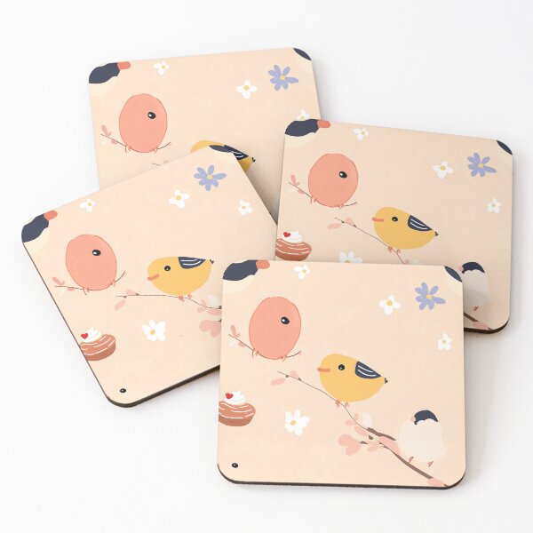 Item preview, Cute Birds on Branch with Flowers and Sweets – Kawaii Pastel Design designed and sold by PaintbrushPlace.