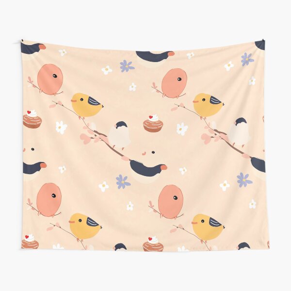 Item preview, Cute Birds on Branch with Flowers and Sweets – Kawaii Pastel Design designed and sold by PaintbrushPlace.