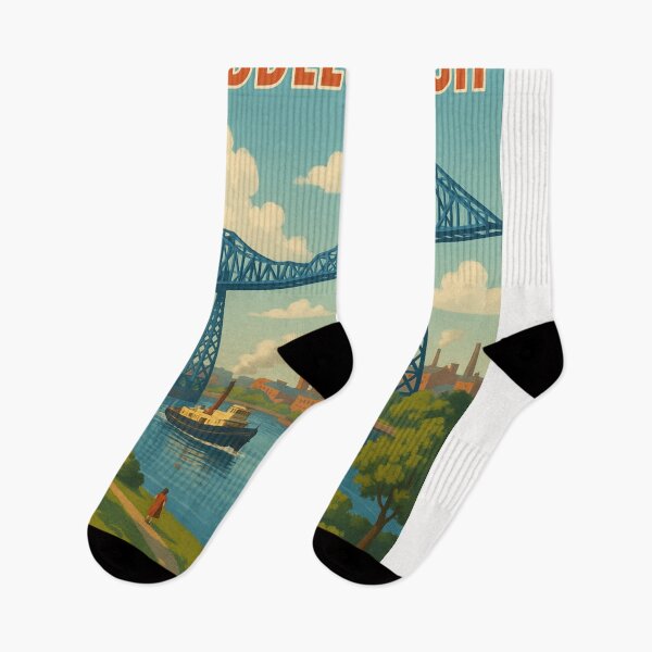 Item preview, Middlesbrough Transporter Bridge with River Tees View designed and sold by Places On Earth.