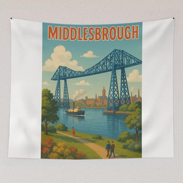Item preview, Middlesbrough Transporter Bridge with River Tees View designed and sold by Places On Earth.