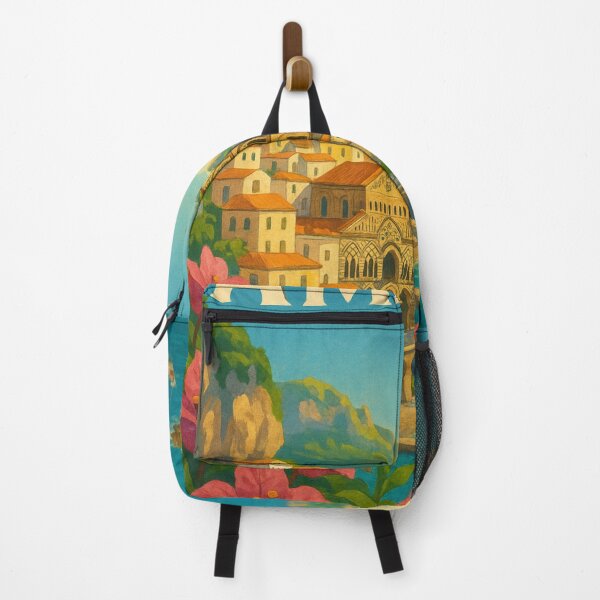 Item preview, Amalfi Coast Duomo with Bougainvillea and Cliffside Homes designed and sold by Places On Earth.