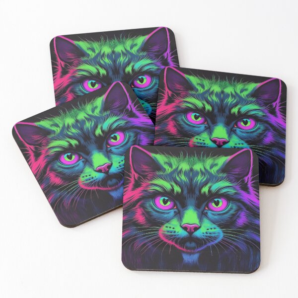 Item preview, Furry neon cat with embossed effect / Psychedelic feline design designed and sold by All Creative Designer.