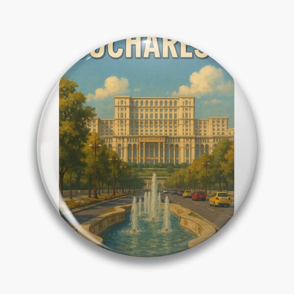 Item preview, Bucharest Palace of the Parliament with Boulevard Fountain designed and sold by Places On Earth.