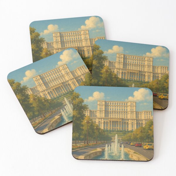 Item preview, Bucharest Palace of the Parliament with Boulevard Fountain designed and sold by Places On Earth.