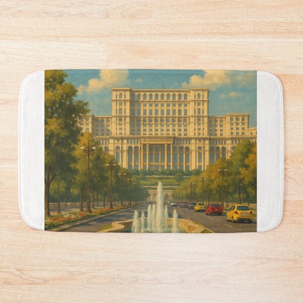 Item preview, Bucharest Palace of the Parliament with Boulevard Fountain designed and sold by Places On Earth.
