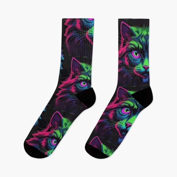 Item preview, Furry neon cat with embossed effect / Psychedelic feline design designed and sold by All Creative Designer.