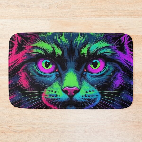Item preview, Furry neon cat with embossed effect / Psychedelic feline design designed and sold by All Creative Designer.