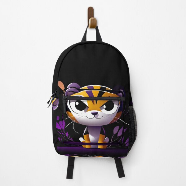 Item preview, Cute Fierce Tiger Cub – Bold Kawaii Animal on Black Background designed and sold by PaintbrushPlace.