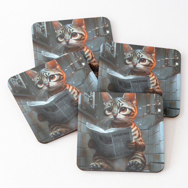Item preview, Cute Bengal Cat Reading Newspaper On Toilet Under Warm Light designed and sold by gamalruginaq.