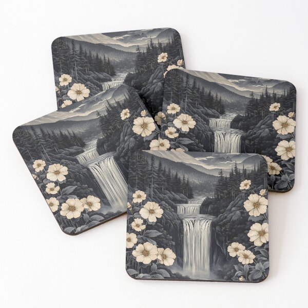Item preview,  Golden Blossom Waterfall Landscape Mountains Forest Flowers In View designed and sold by odcpappels.