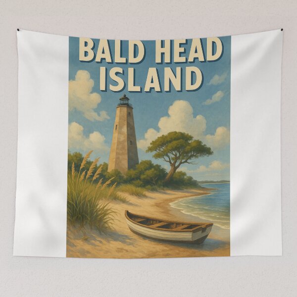 Item preview, Bald Head Island Lighthouse with Beach and Rowboat designed and sold by Places On Earth.