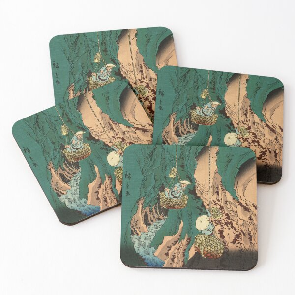 Item preview, Mushroom Gatherers on a Cliff – Vintage Japanese Woodblock Print designed and sold by pvinet.