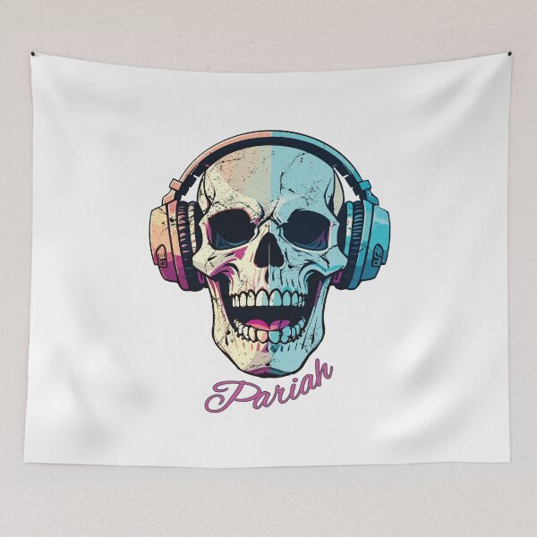 Item preview, Pariah Skull with Headphones – Punk Vaporwave Music Outcast designed and sold by UNK-Fatigues.